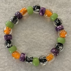 Halloween Colors Luminous Glow In Dark LampWork Glass Beaded Bracelet
