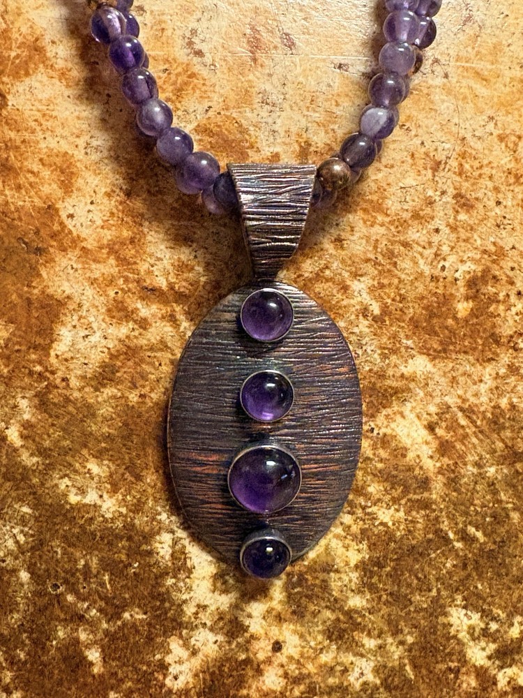 Jay King Necklace & Pendant Copper & Amethyst 18-21 Inches Vintage