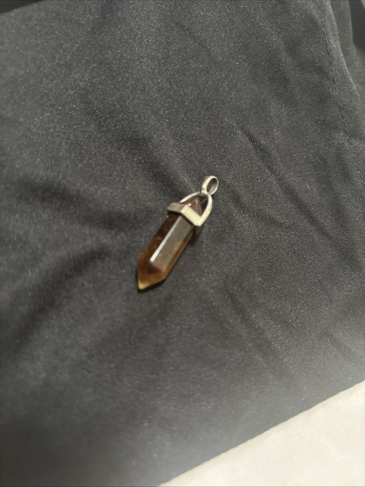 Potentially Sterling Silver Tiger’s Eye Double Point Pendant Brown Gold Striped