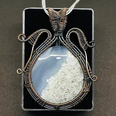 Natural Dendrite Opal Wire Wrapped Pendant Handcrafted Copper Ethnic Gift 3.03″