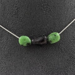 stones And Minerals. Necklace 3 Epidote Pearls From Myanmar. Chain In