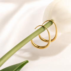 Sculptural Gold Hoop Earrings Women Abstract Statement Huggies 18K Waterproof