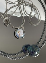 Handcrafted Two-Piece: Natural Azurite Macramé Choker, Fairy Silver Plated Chain