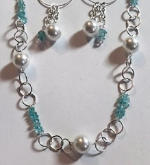 Handmade Apatite Faux Pearl Necklace and Earrings
