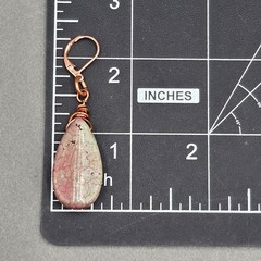 Vintage Copper Wire Wrapped Pink Jasper Dangle Earrings 2.25″ Boho Handmade