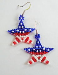 Handmade Patriotic Red White Blue Star Earrings