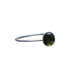 Recycled Early 1900’s Olive Green Wine Bottle and Sterling Silver Stacking Ring