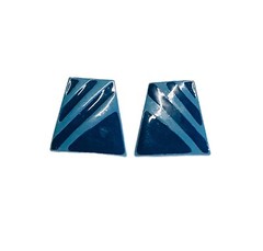 Vintage Two Tone Blue Stripe Trapezoid Art Earrings Modernist Geometric Fashion