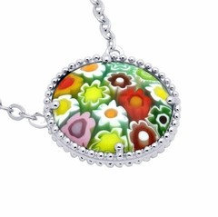 Alan K. Silver Murano Millefiori Set: Multi-Color Round Post Earrings & Necklace