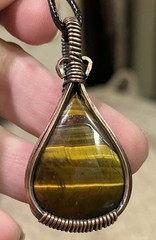 Tiger’s Eye ~ Handmade copper wire wrapped pendant 10f