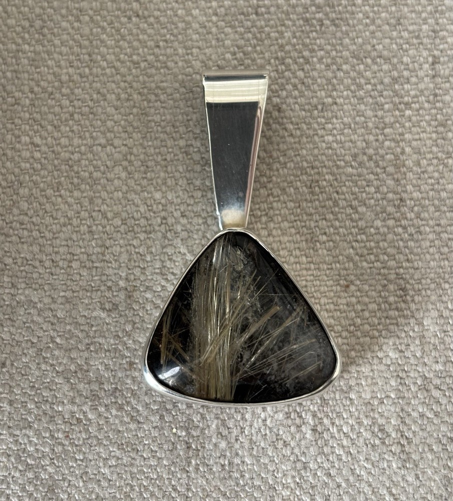 Sterling Silver Contemporary Rutilated Quartz Crystal Pendant