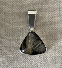 Sterling Silver Contemporary Rutilated Quartz Crystal Pendant