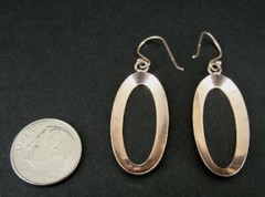 Earrings Rose Gold Vermeil over Sterling Silver 925 Oval Texture Pierced Dangle