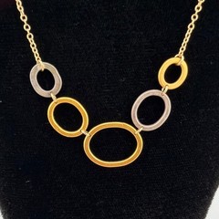 NWT Zina Kao Multicolor Silver and Gold Circle Link Necklace