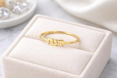 Hebrew Ring 14k Solid Yellow Gold Band Women Stackable Jewish Word