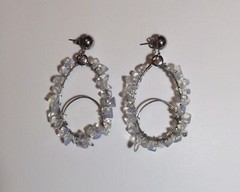 EARRINGS W/ NATURAL MOONSTONE *HANDMADE WIRE WRAPPED HOOP MOONSTONE EARRINGS