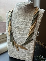 Michael Michaud Weeping Willow Necklace Bronze Leaf 20” w Box