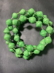 Treasured Serendipity African Paper Beads Vintage WithGreen Sea Glass Earrings