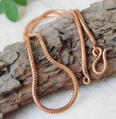 32 inch Pure Copper Round Snake Chain Necklace, Healing Copper Jewelry Spiritual