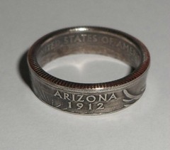 «Sealed» ARIZONA US STATE QUARTER handcrafted coin ring or pendant size 4-14