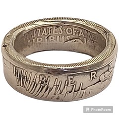1922 90% Silver Peace Dollar Double Sided Coin Ring Size14.75