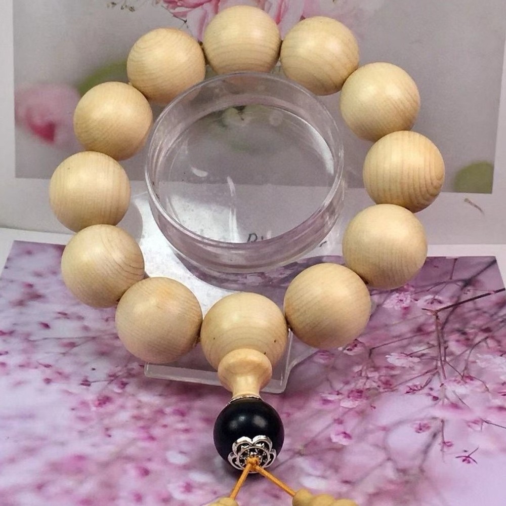 Cypress Wood Mala Beads 20mm Collectible Wooden Buddhist Prayer Bead Bracelet