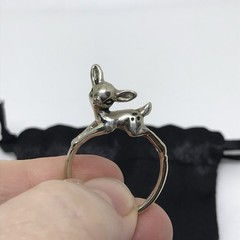 Anomaly Jewelry Small Deer Ring White Brass Silver Size 10 NIB Artisan Handmade