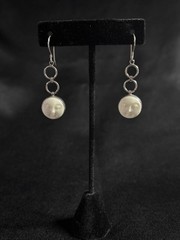 Bali Silver 925 Cream Full Moon Face Goddess Hooks & Links Dangle Earrings