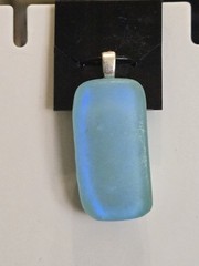 Fused Glass Pendant Handmade Light Blue