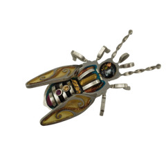 Artisan Crafted Insect Brooch Pin Mixed Metals Enamel