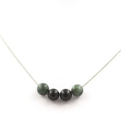 Minerals and Stones Précieuses. Necklace Beads Black Agate + Seraphinite Of Rus