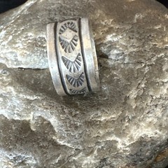 Old Pawn Men Women Band Navajo Stamped Sterling Silver Ring Sz 7 Wedding 20076