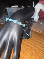 BoHo hemp bracelet w green beads. sml/med women’s 6-inch adjustable M3033