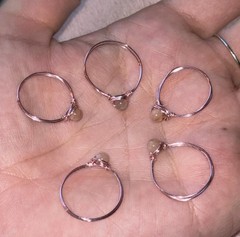 1pc Dainty Handmade Wire wrapped peach moonstone crystal ring in rose gold wire