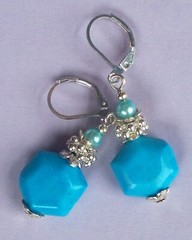 sky blue HOWLITE geometric drop earring SP LEVERBACK handcrafted XX