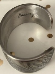 Salisbury Pewter Cuff Bracelet Wide Cuff January Flower of the Month 1 Inch NWOT