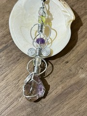 Ametrine Gemstone Wand Pendant, Artistic Amethyst And Citrine Pendant