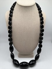 Beautiful Giant Genuine Black Onyx 270g Beaded Statement Necklace