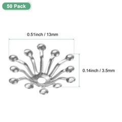 50-Pack 13mm x 3.5mm ( W x H ) Bead End Caps Flower Stamen [White]