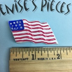 Patriotic Flag Pin Brooch Red White Blue Waving Stripes