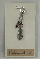 MUSIC Cello Beaded Charm Clip Zipper Pull NEW Handmade