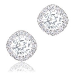 ORROUS & CO 18K Gold Plated CZ Stud Earrings for Women, Hypoallergenic, 1.9 Ct