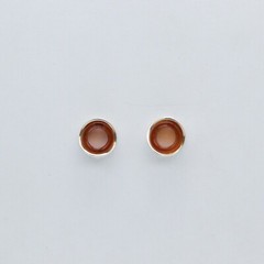 Cognac / Brown BALTIC AMBER Circle Post Earrings 925 STERLING SILVER #1023e