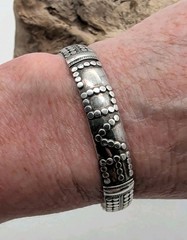 Artisan Handmade LOVE 925 Sterling Silver Cuff Stacker Bracelet Sz 6¾