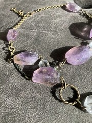 Genuine Ametrine Stone necklace. Faceted. Brass Chain Necklace. Rare.