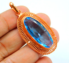 Handmade Copper Designer Rose Gold Polished Pendant Faceted Hydro London BT Qtz