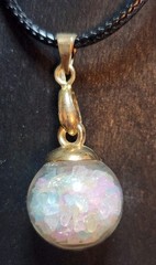 Handmade Necklace – Glass Globe with Metal Top – Adjustable Cord Necklace