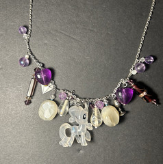 Handmade Necklace My Little Pony Charm Glass & Plastic Breads Rarity Purple