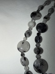 Natural Tourmilated Quartz Bead Necklace & Bracelet Coin & Round Beads 925 Clasp