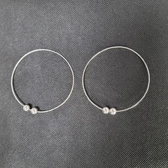 Bracelet Bangles Pair 925 Sterling Silver 6″ Sliding Ball Beads Handcrafted